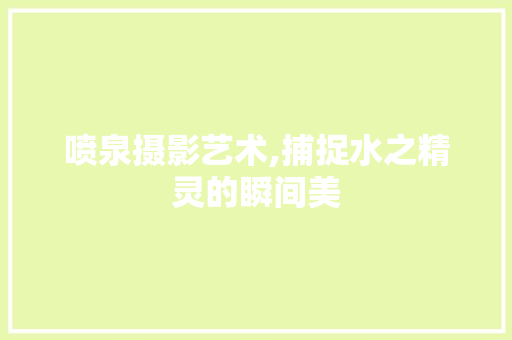 喷泉摄影艺术,捕捉水之精灵的瞬间美