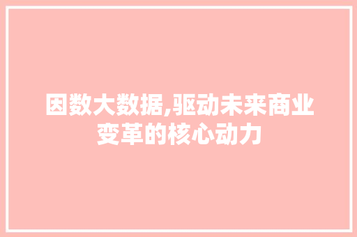 因数大数据,驱动未来商业变革的核心动力