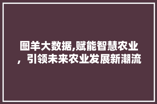 图羊大数据,赋能智慧农业，引领未来农业发展新潮流