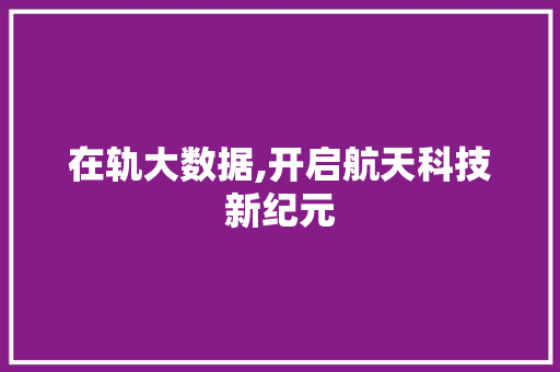 在轨大数据,开启航天科技新纪元