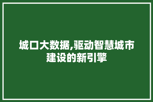 城口大数据,驱动智慧城市建设的新引擎