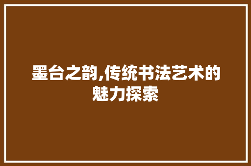 墨台之韵,传统书法艺术的魅力探索