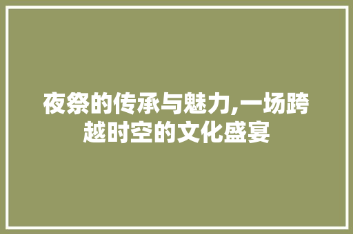 夜祭的传承与魅力,一场跨越时空的文化盛宴