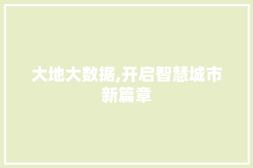 大地大数据,开启智慧城市新篇章