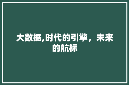 大数据,时代的引擎，未来的航标