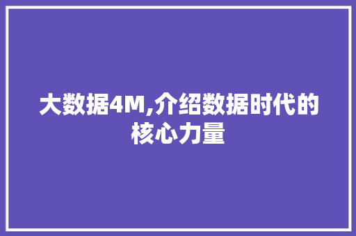 大数据4M,介绍数据时代的核心力量