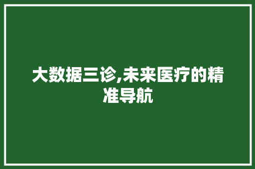 大数据三诊,未来医疗的精准导航