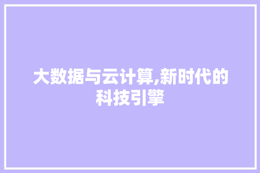 大数据与云计算,新时代的科技引擎