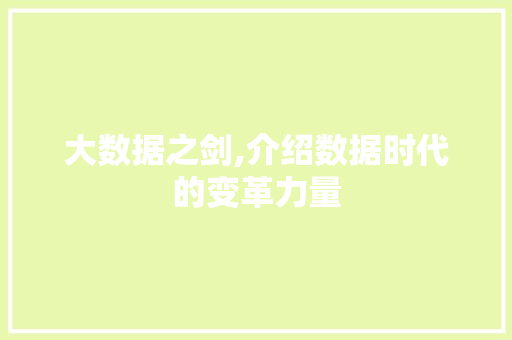 大数据之剑,介绍数据时代的变革力量