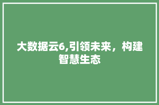 大数据云6,引领未来，构建智慧生态