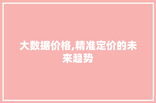 大数据价格,精准定价的未来趋势