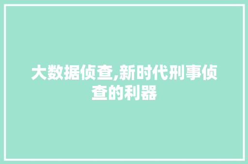 大数据侦查,新时代刑事侦查的利器