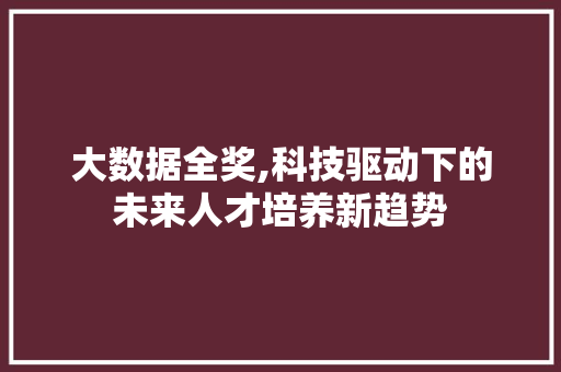 大数据全奖,科技驱动下的未来人才培养新趋势