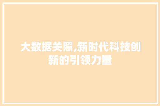 大数据关照,新时代科技创新的引领力量