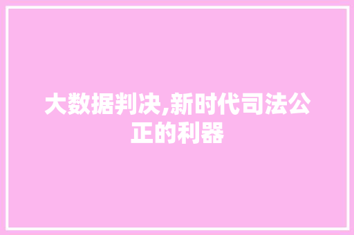 大数据判决,新时代司法公正的利器