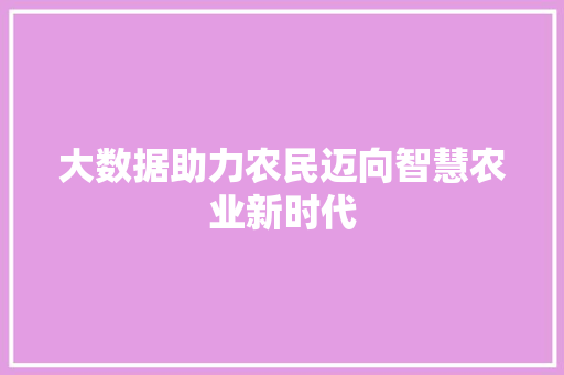 大数据助力农民迈向智慧农业新时代 AJAX