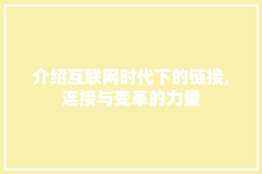 介绍互联网时代下的链接,连接与变革的力量