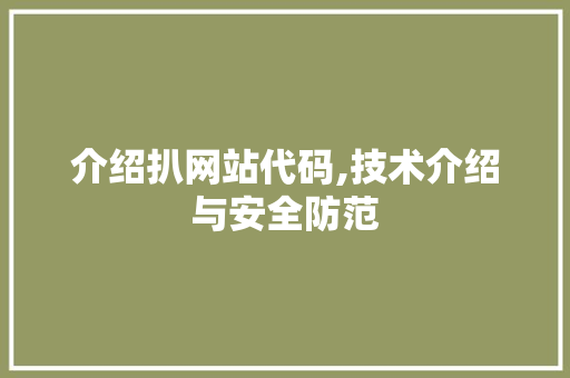 介绍扒网站代码,技术介绍与安全防范