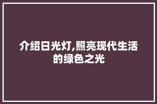 介绍日光灯,照亮现代生活的绿色之光