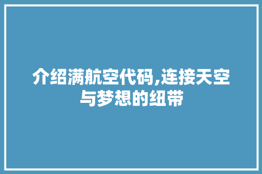 介绍满航空代码,连接天空与梦想的纽带