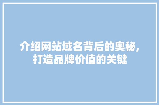 介绍网站域名背后的奥秘,打造品牌价值的关键