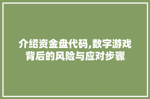 介绍资金盘代码,数字游戏背后的风险与应对步骤