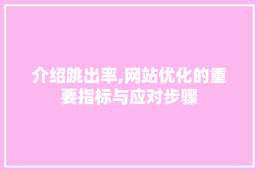 介绍跳出率,网站优化的重要指标与应对步骤