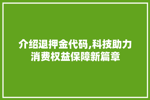 介绍退押金代码,科技助力消费权益保障新篇章