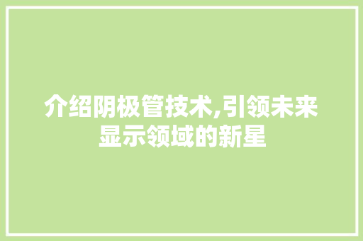 介绍阴极管技术,引领未来显示领域的新星