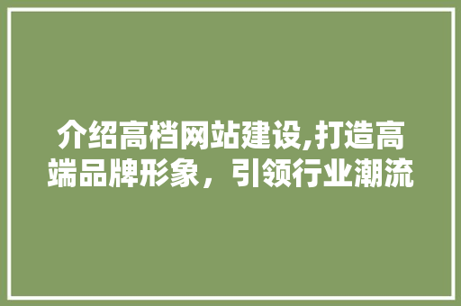 介绍高档网站建设,打造高端品牌形象，引领行业潮流 AJAX