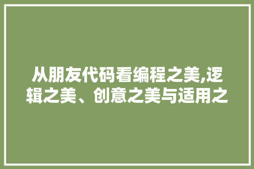 从朋友代码看编程之美,逻辑之美、创意之美与适用之美