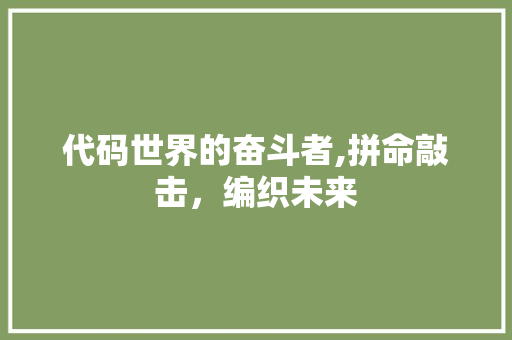 代码世界的奋斗者,拼命敲击，编织未来 React