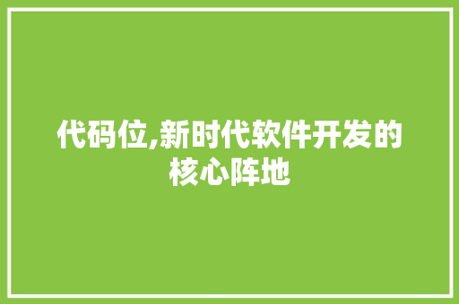 代码位,新时代软件开发的核心阵地