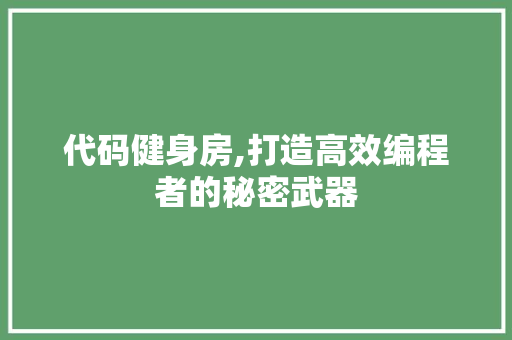 代码健身房,打造高效编程者的秘密武器 HTML