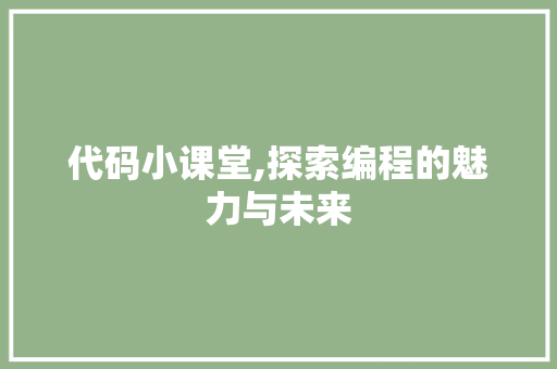 代码小课堂,探索编程的魅力与未来