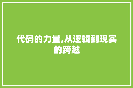 代码的力量,从逻辑到现实的跨越