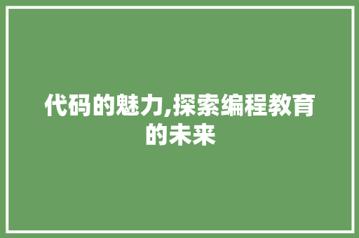 代码的魅力,探索编程教育的未来