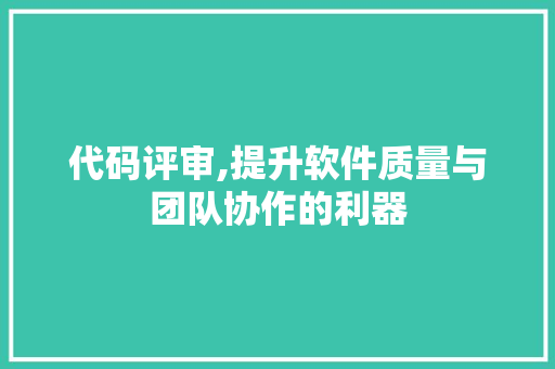 代码评审,提升软件质量与团队协作的利器