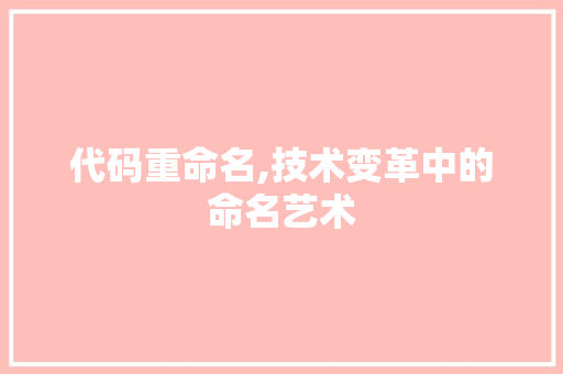 代码重命名,技术变革中的命名艺术