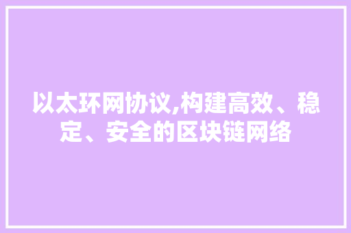 以太环网协议,构建高效、稳定、安全的区块链网络 Java