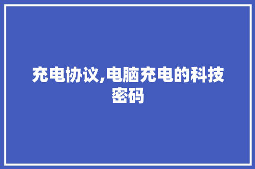 充电协议,电脑充电的科技密码