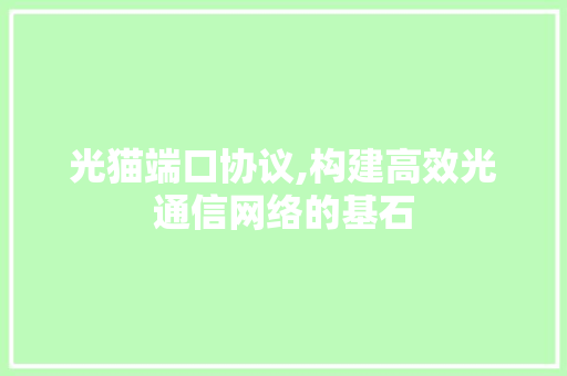 光猫端口协议,构建高效光通信网络的基石