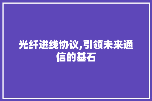 光纤进线协议,引领未来通信的基石