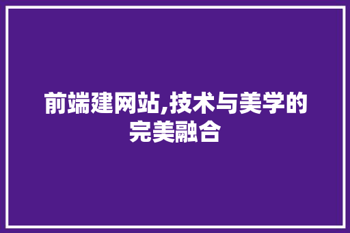 前端建网站,技术与美学的完美融合