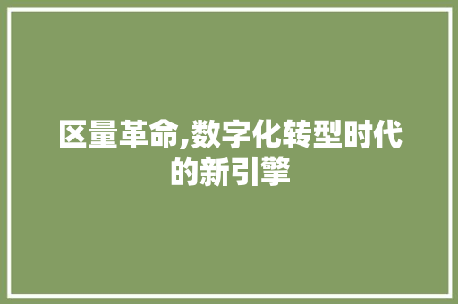 区量革命,数字化转型时代的新引擎