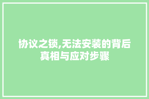 协议之锁,无法安装的背后真相与应对步骤