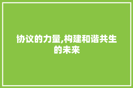 协议的力量,构建和谐共生的未来