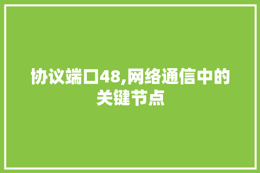 协议端口48,网络通信中的关键节点