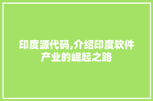 印度源代码,介绍印度软件产业的崛起之路