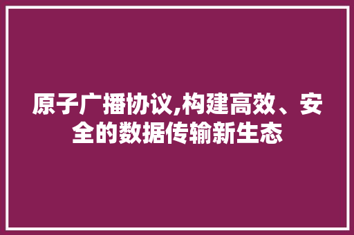 原子广播协议,构建高效、安全的数据传输新生态